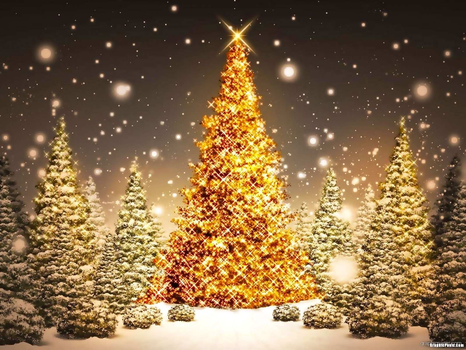 Gold Christmas Tree PowerPoint Background