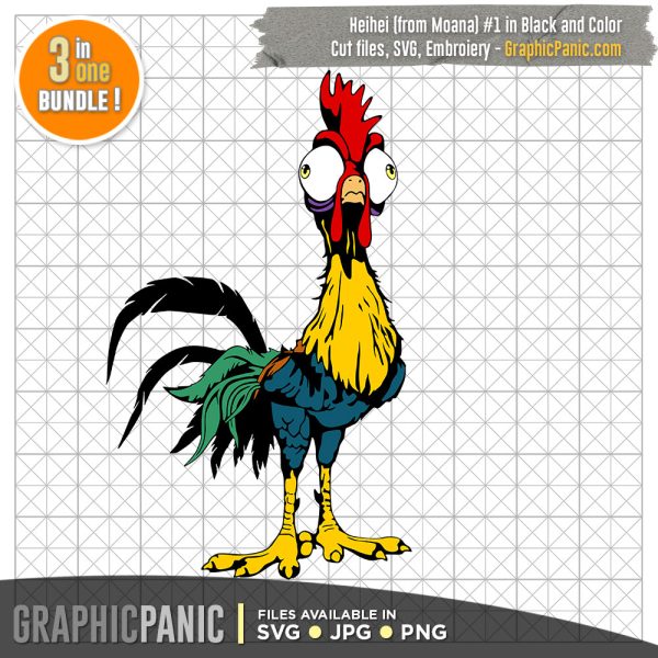 Heihei Rooster in Black and Color